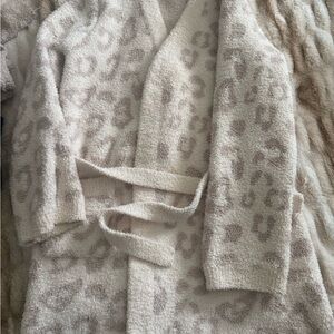 Barefoot Dreams Cream and Tan Kids Pajama Robe